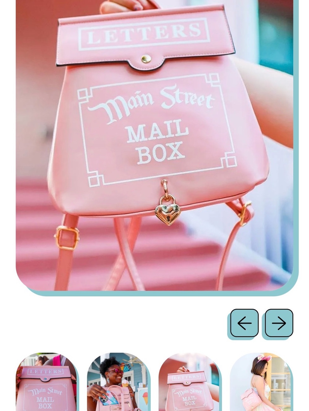 Park Candy Disneyland Main Street Mail Box Pink Backpack Purse